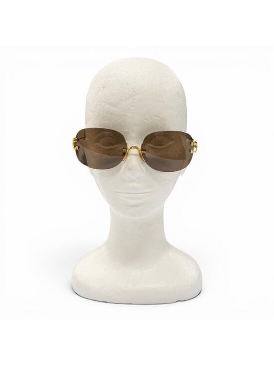 Cartier Rimless Two Point 2C Decor Eyewear Sunglasses Gold Bordeaux Brown 18 main image 12